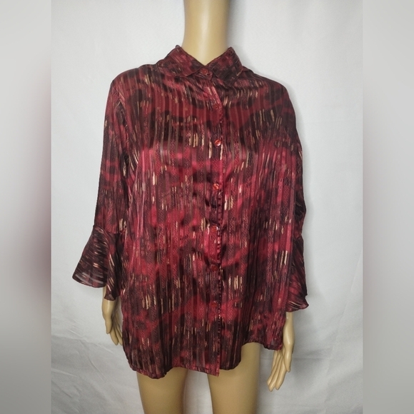 Shana woman's sheer button up shirt top size XL - Picture 4 of 10